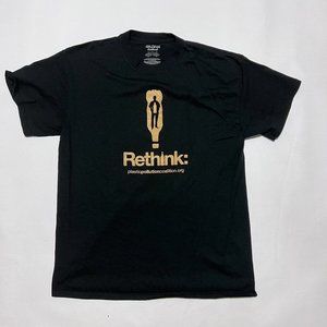Rethink Plastic Pollution Printed T Shirt Black Large